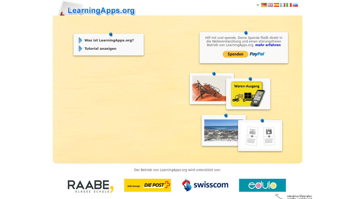 LearningApps Landing page