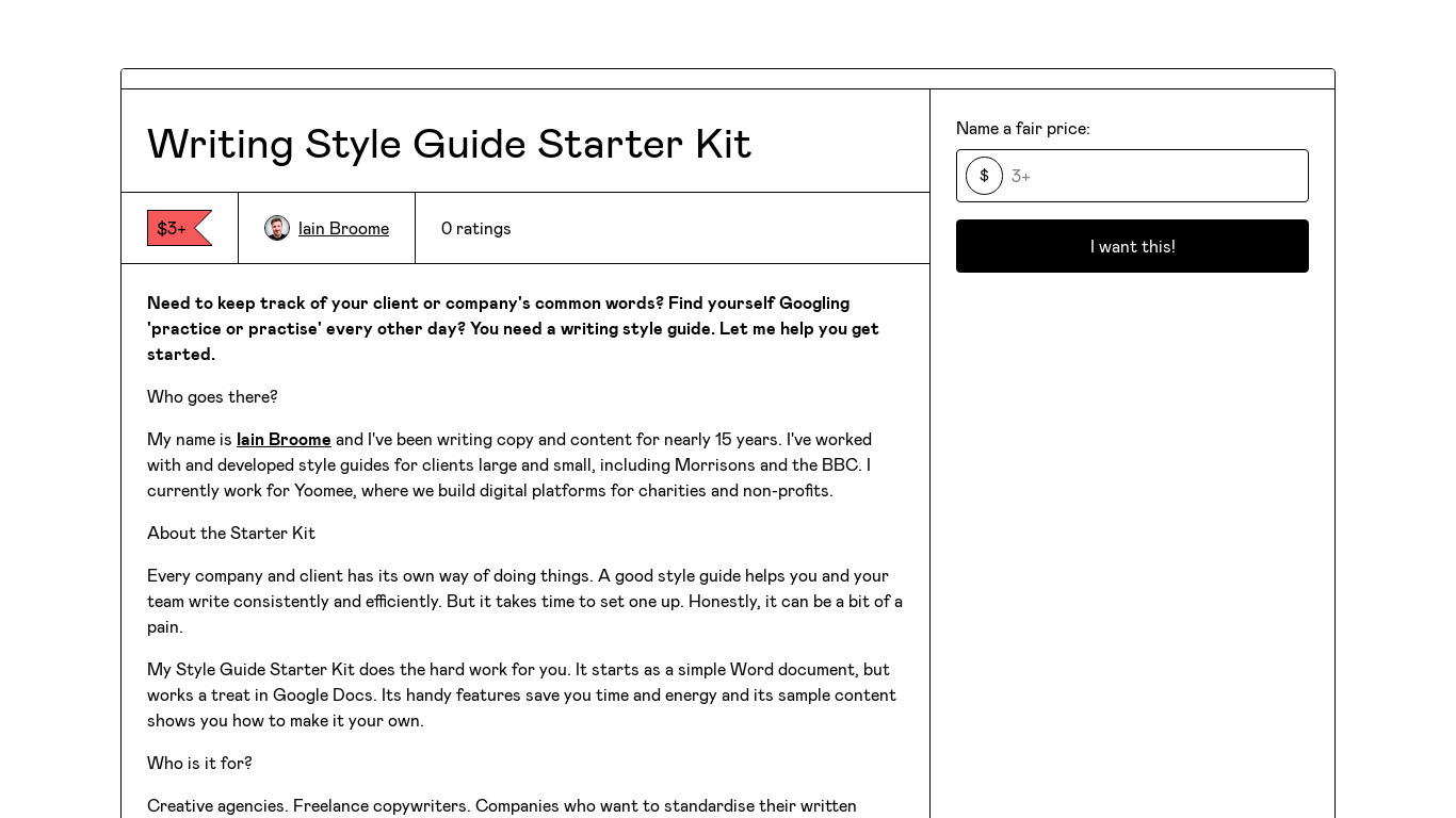 Writing Style Guide Starter Kit Landing page
