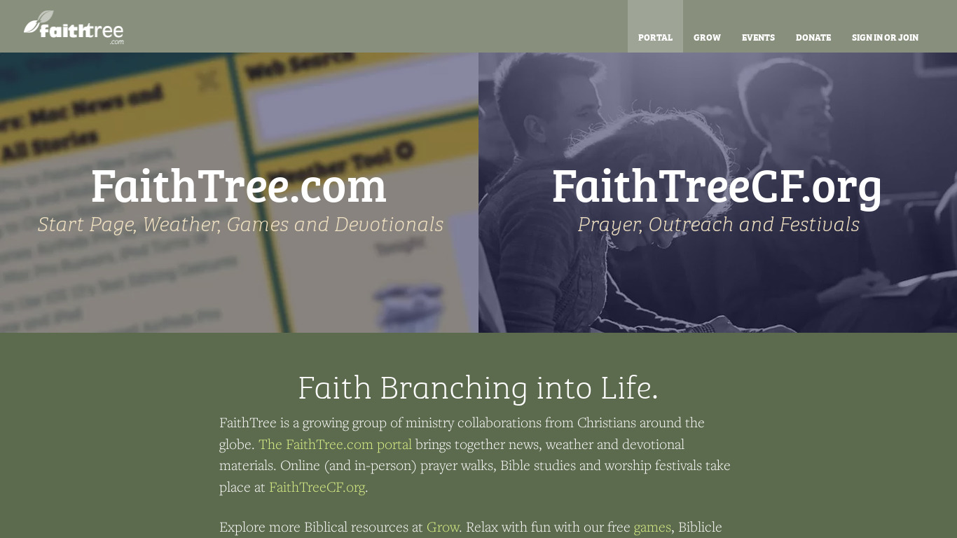 FaithTree.com Landing page