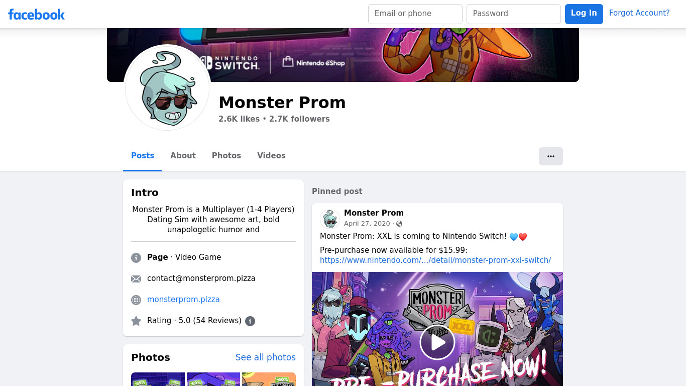 MONSTER PROM Landing page
