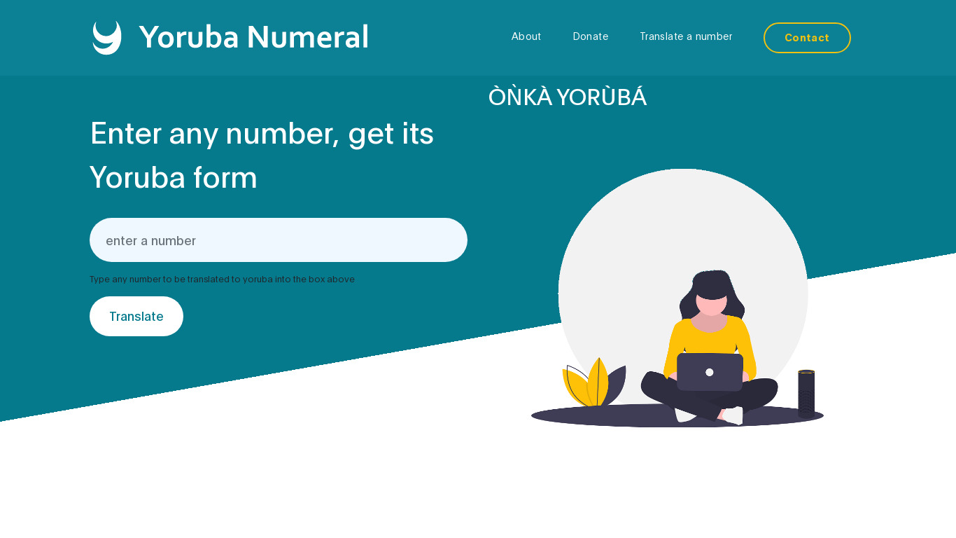 Yoruba Numeral Landing page