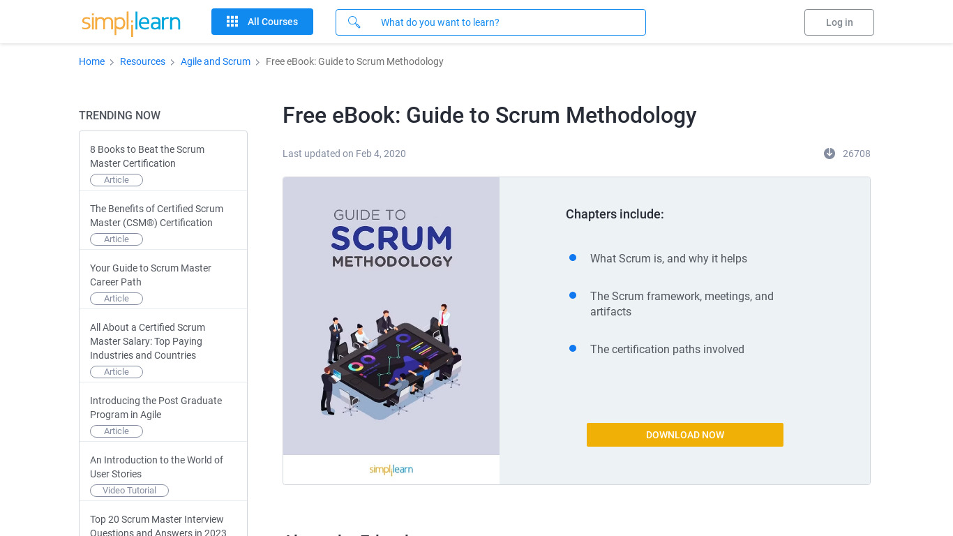 Guide to Scrum Methodology Landing page