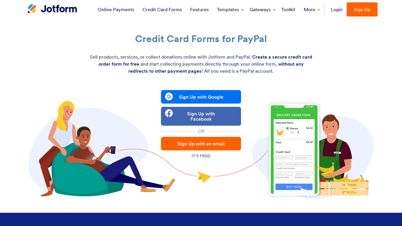 Credit Card Forms for PayPal Landing page