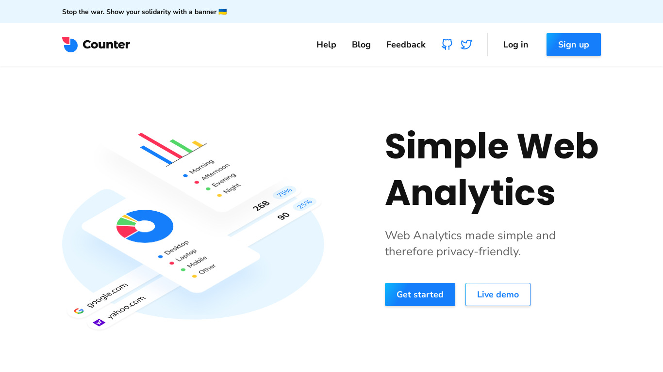 Simple Web Analytics Landing page