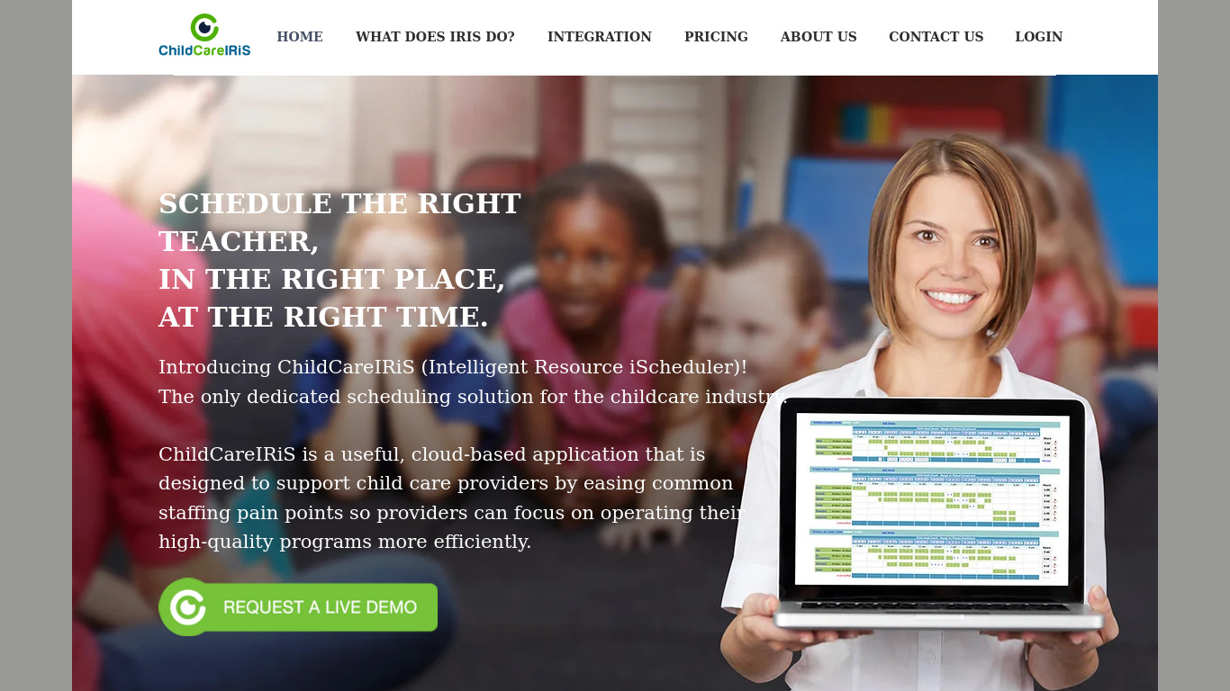 ChildCareIRiS Landing page