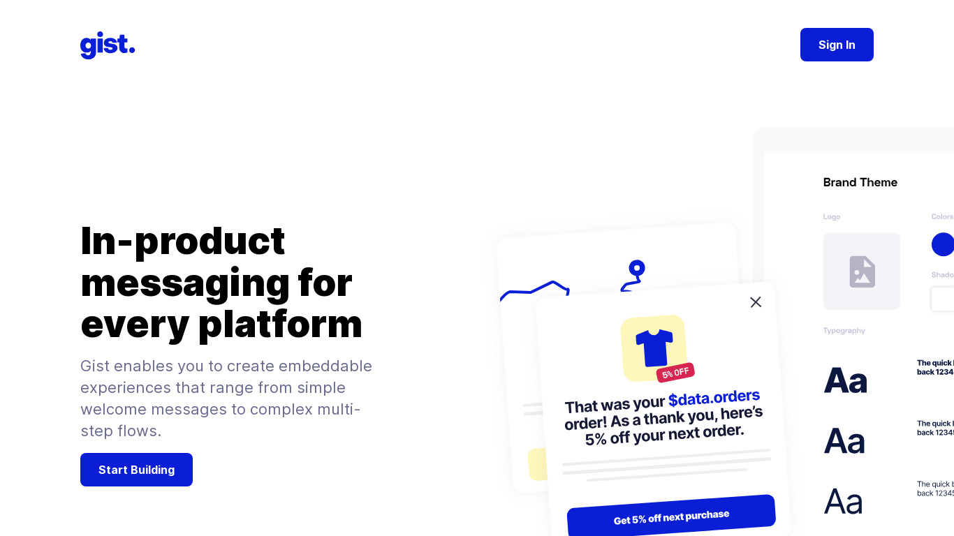 Gist.build Landing page