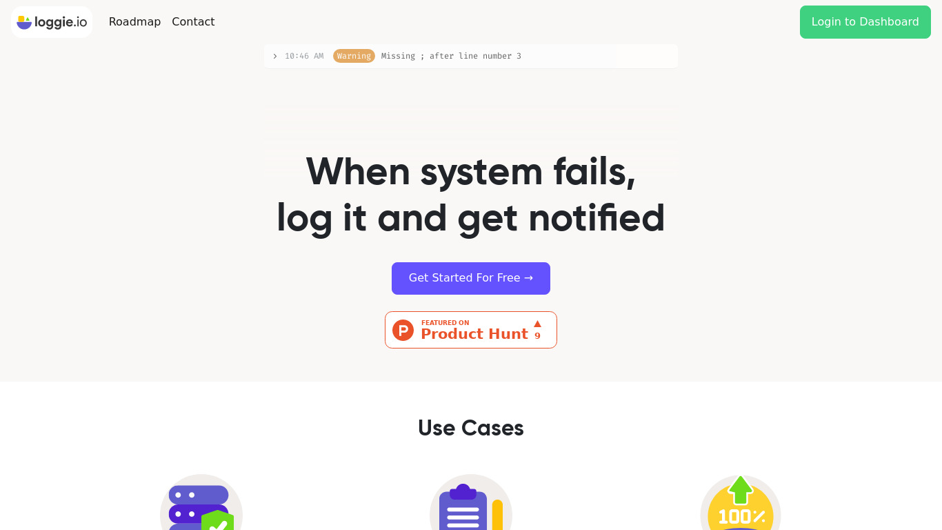 Loggie.io Landing page