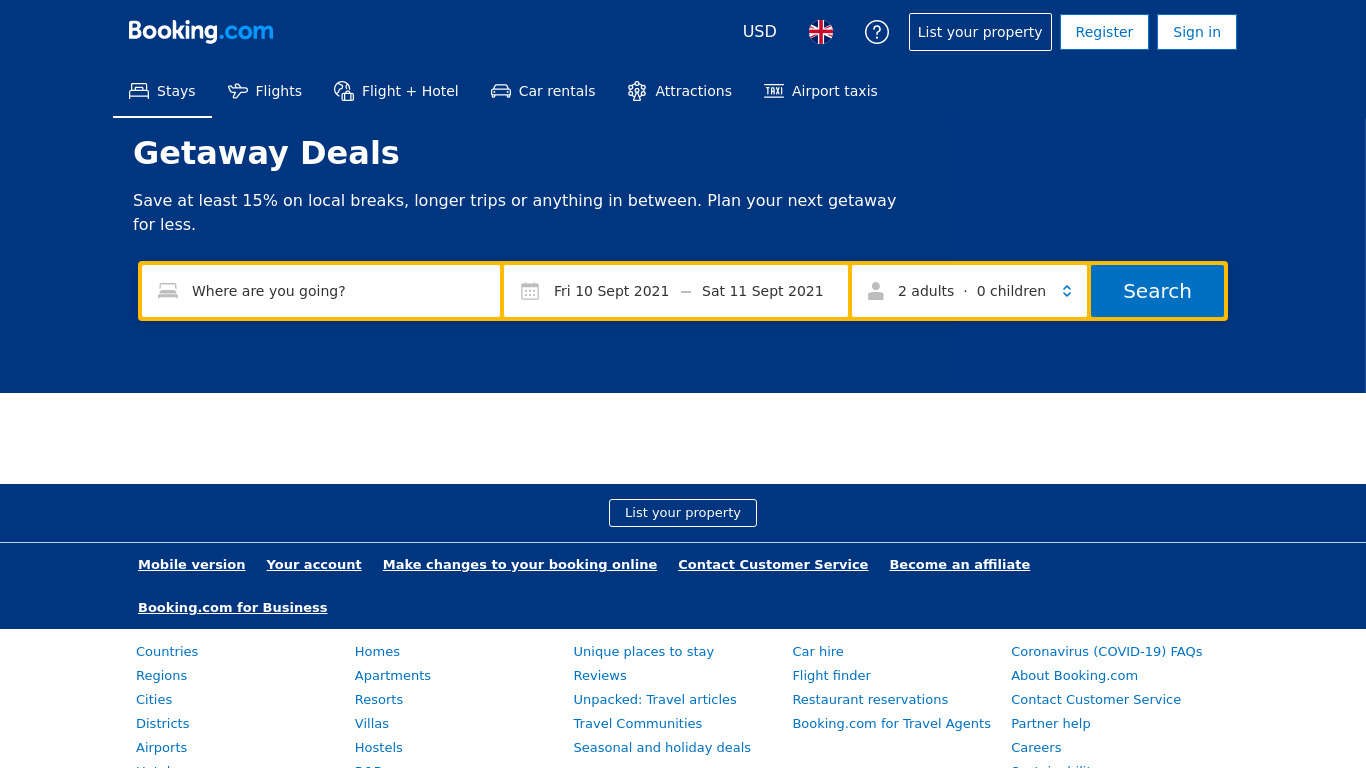 Hotel Deals – Booking online Landing page