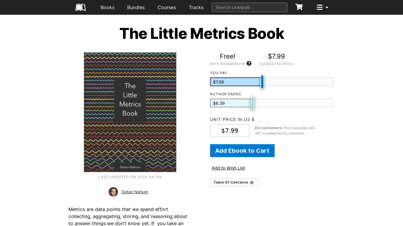 The Little Metrics Book Landing page