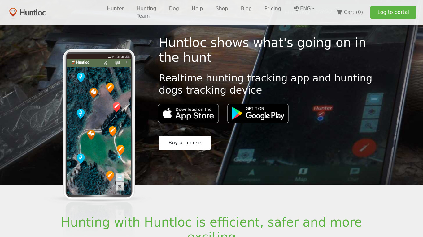 Huntloc Landing page