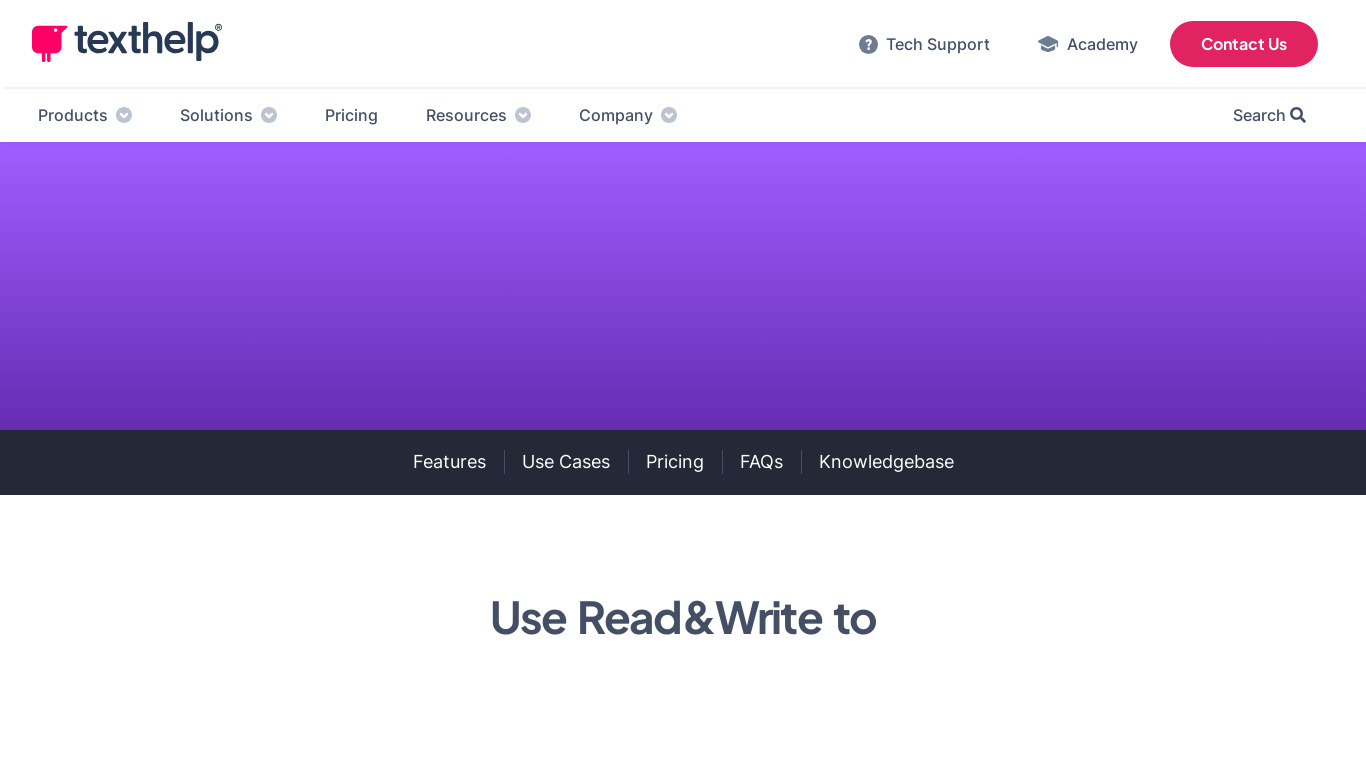 Texthelp Read&Write Landing page