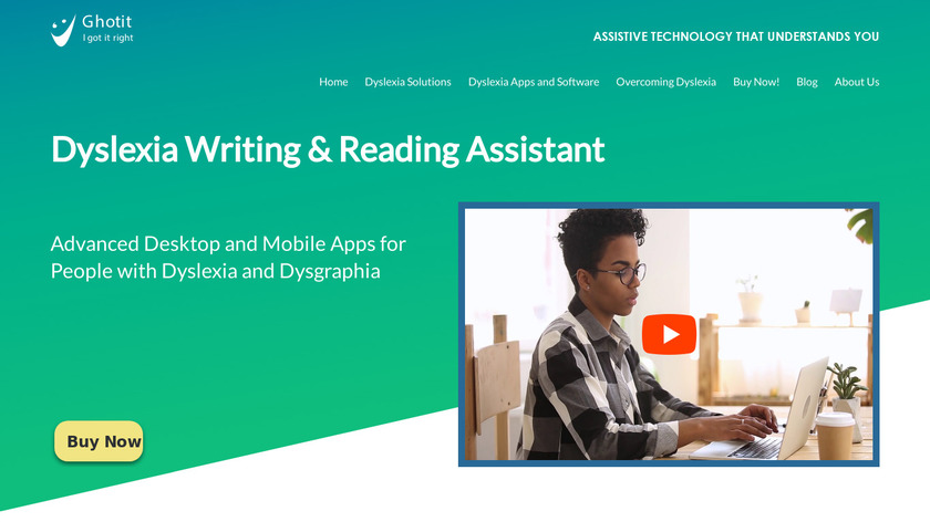 Ghotit Real Writer & Reader Landing Page