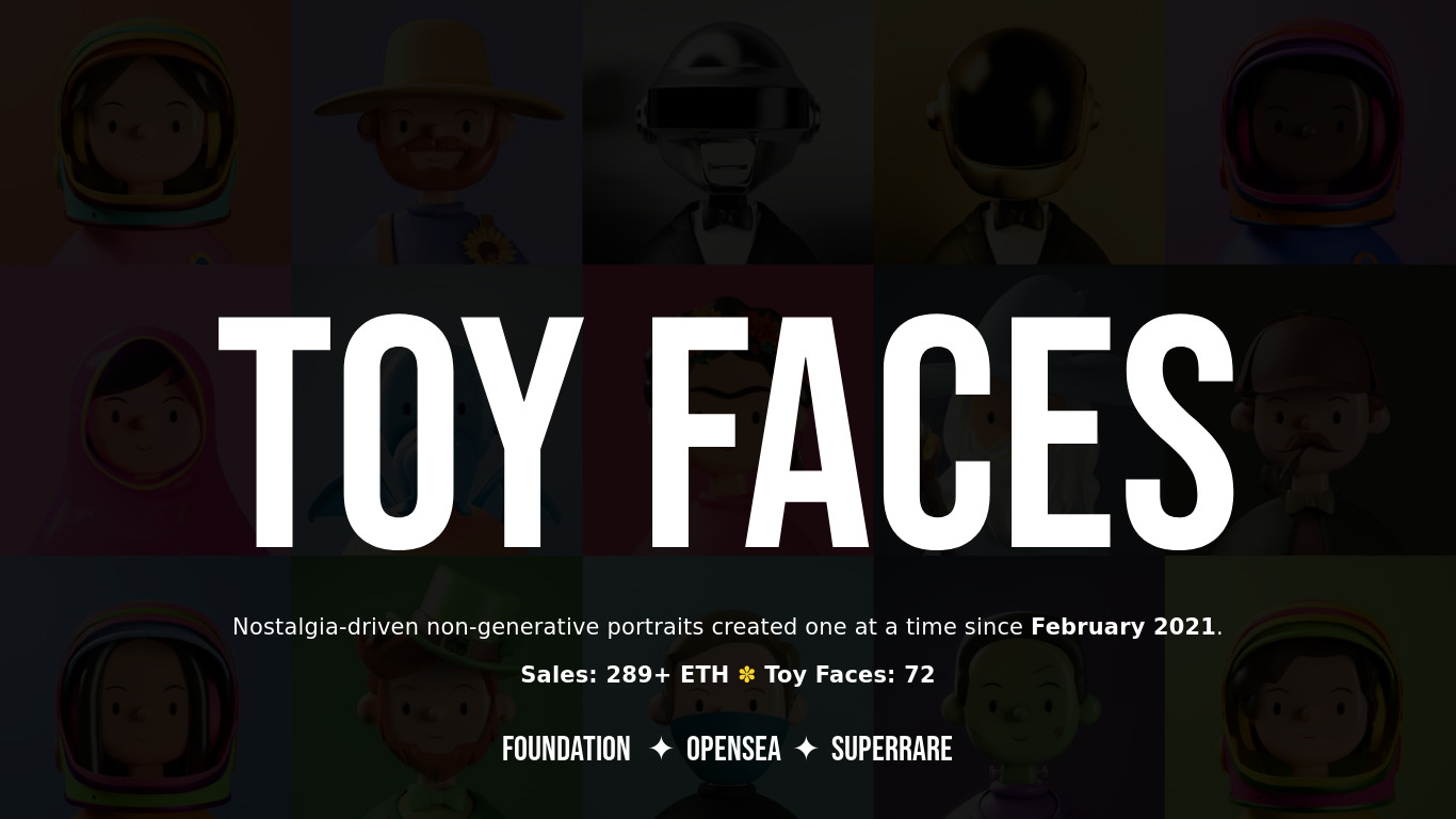 Toy Faces Library Landing page