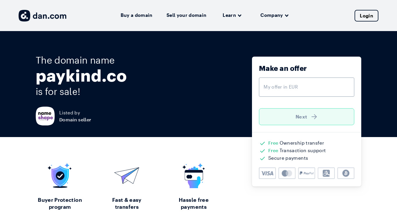 Paykind Landing page