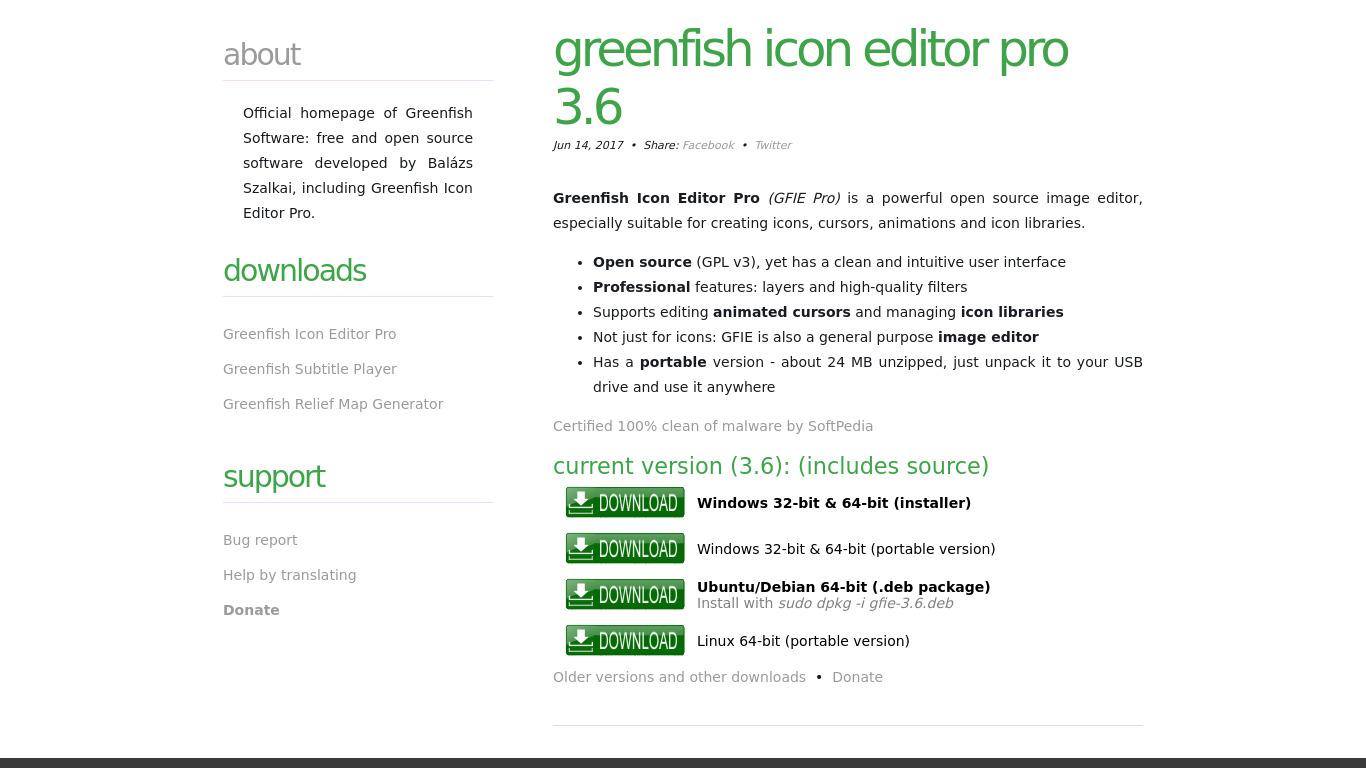 Greenfish Icon Editor Pro Landing page