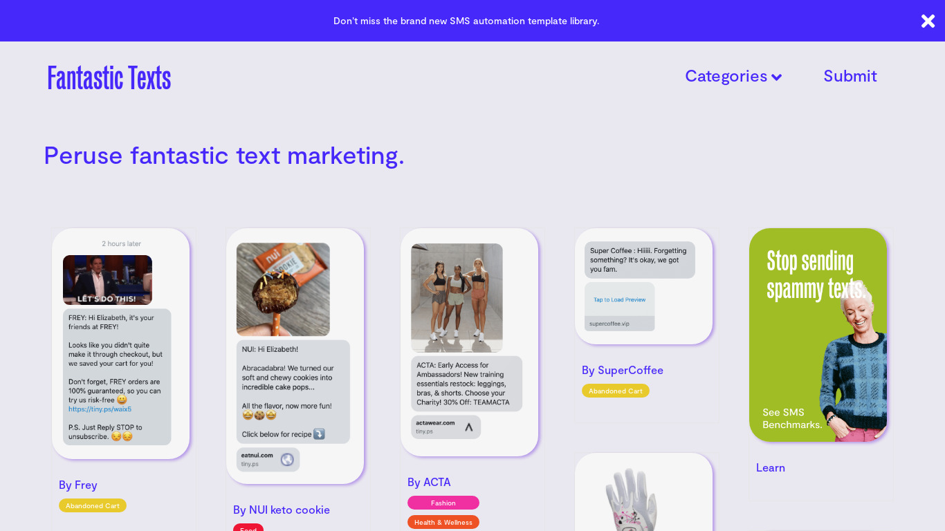 Really Good Texts Landing page