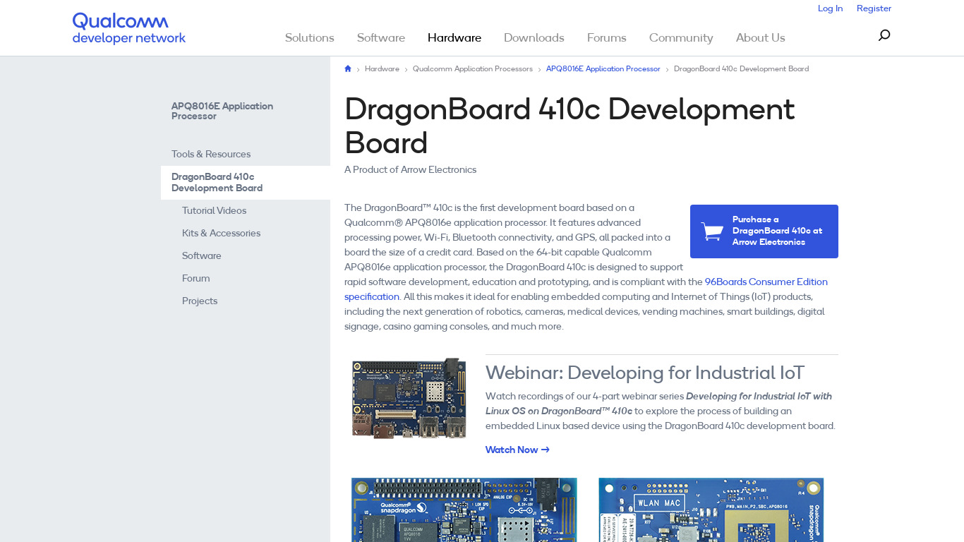 Qualcomm DragonBoard Landing page