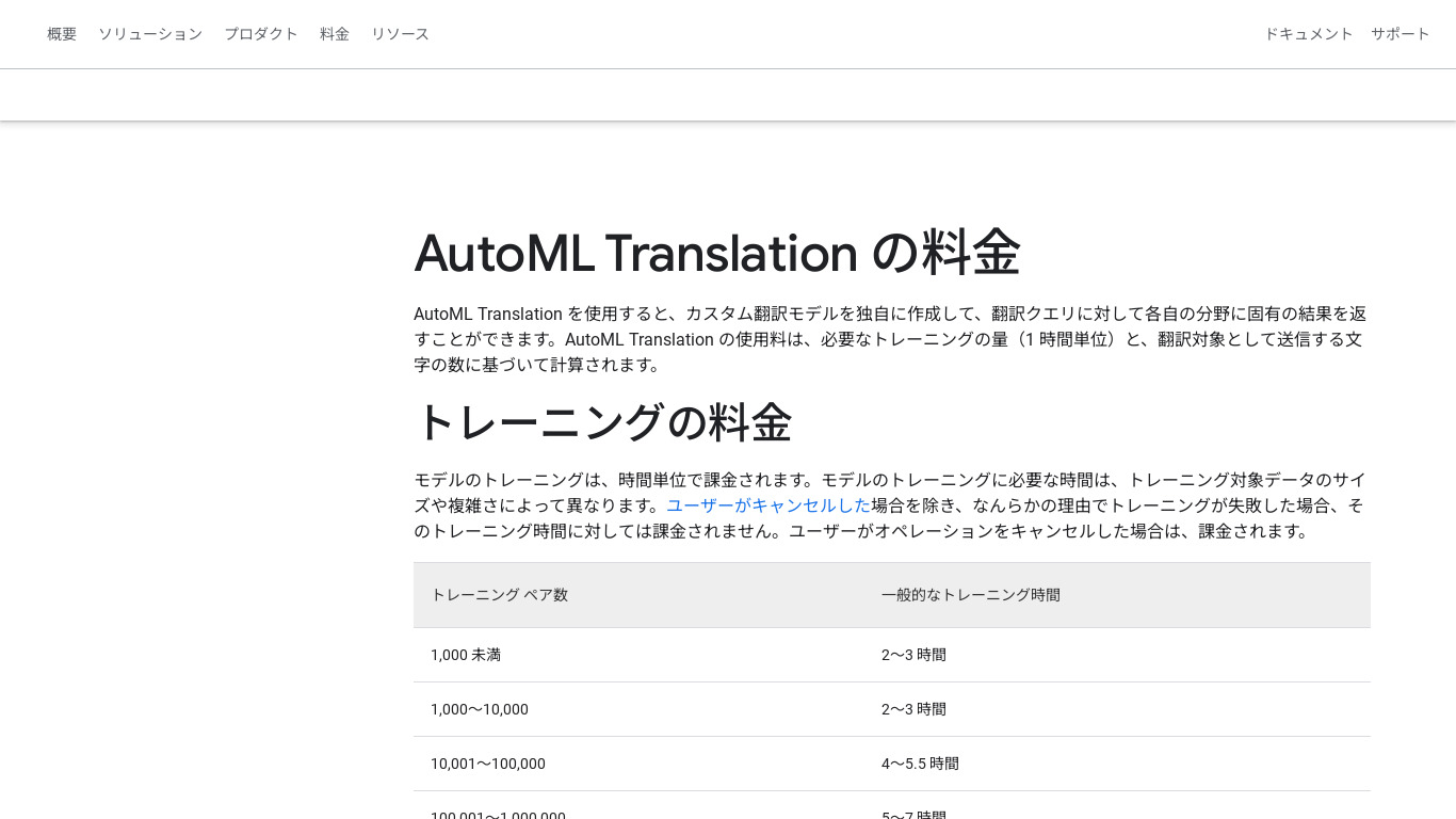 Google Cloud AutoML Translation Landing page