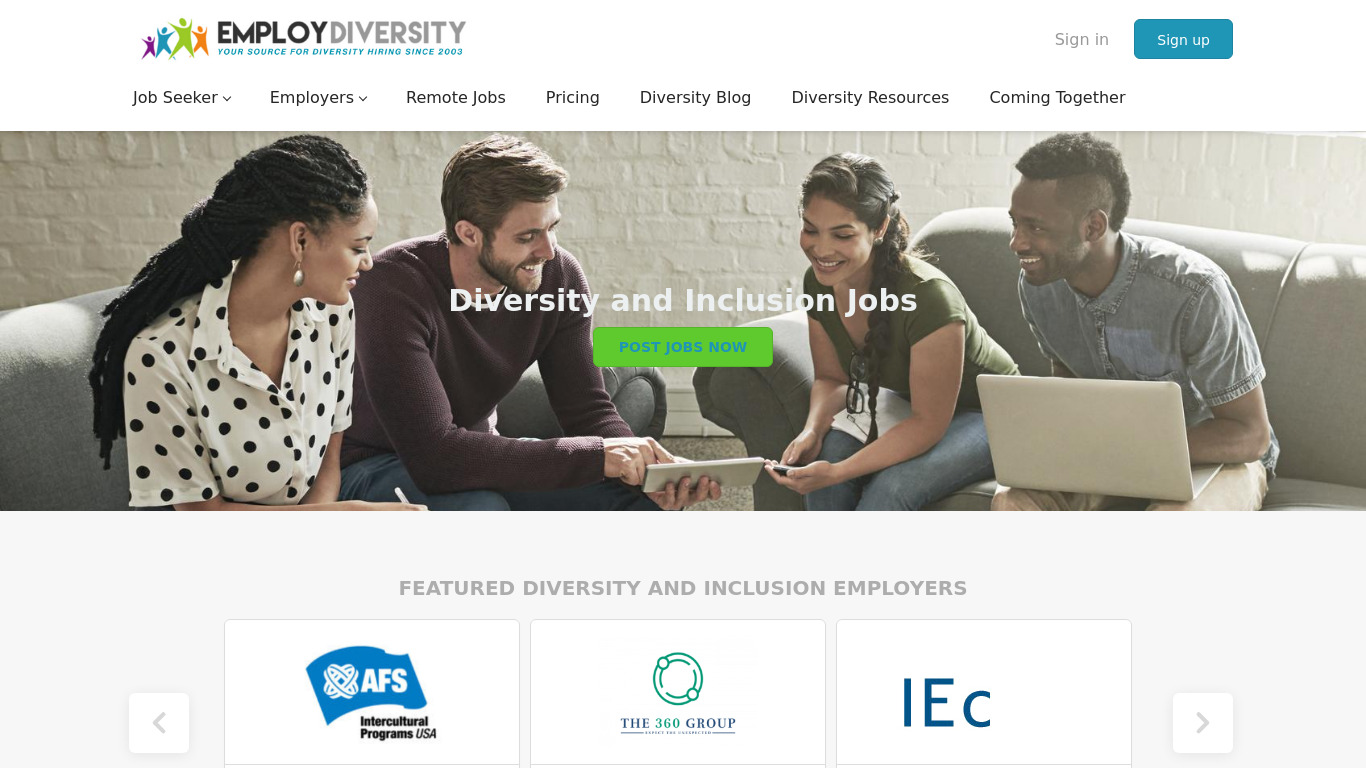 Employ Diversity Landing page