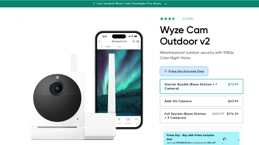 Wyze Wireless Outdoor Camera Landing Page