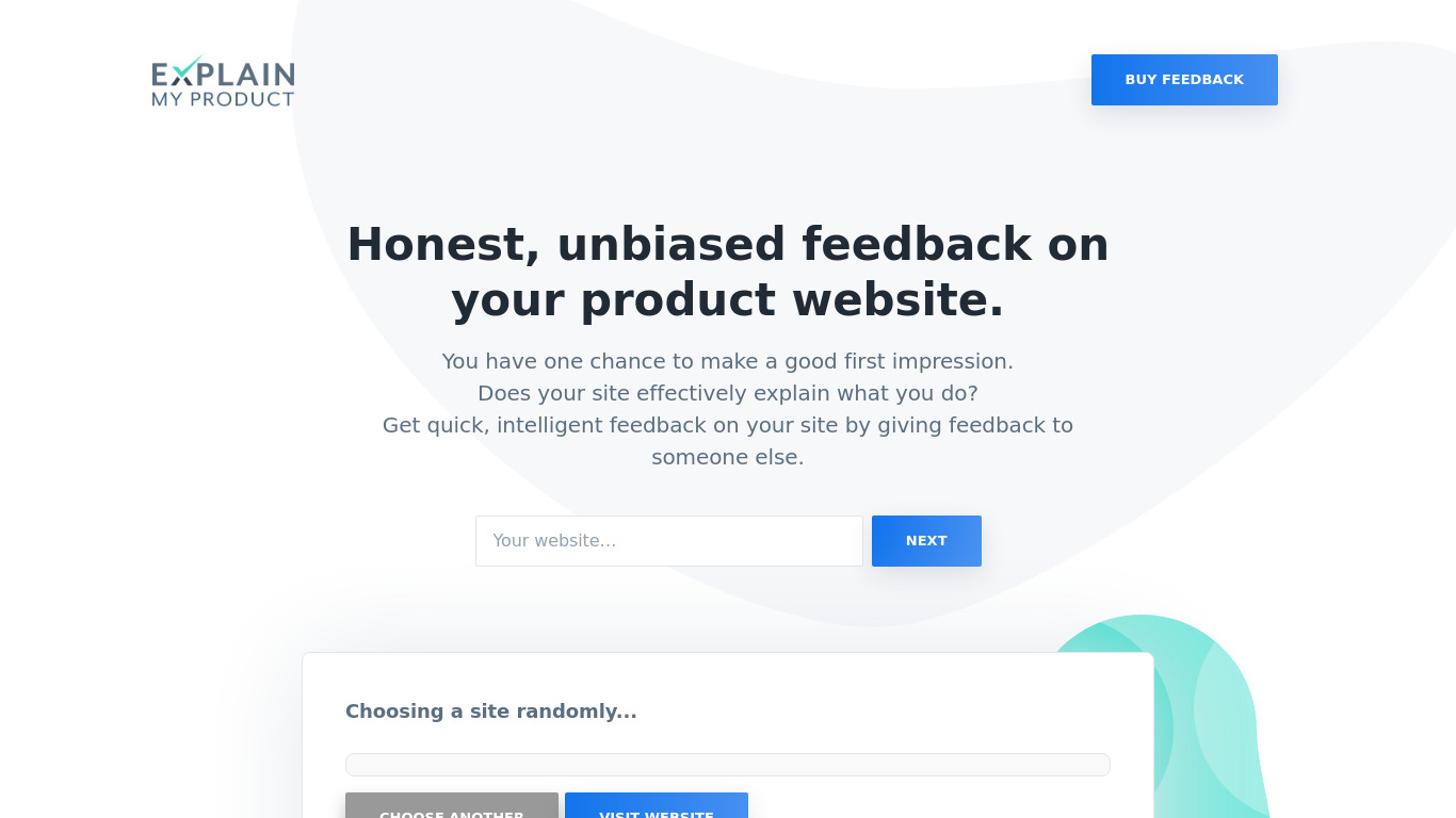 Explain My Product Landing page