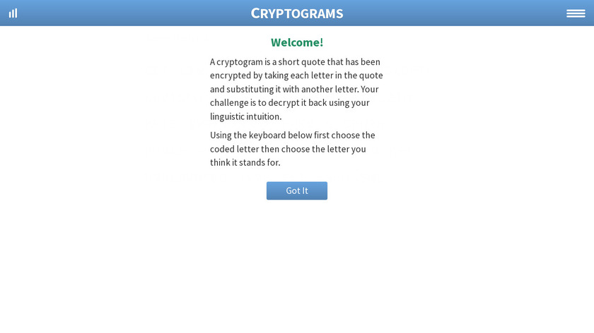 Cryptogram Puzzles Landing Page