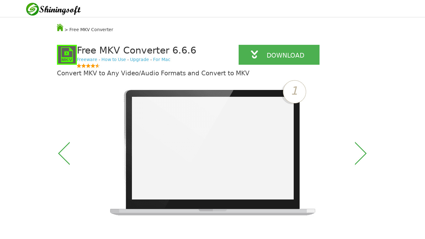 Free MKV Converter Landing page