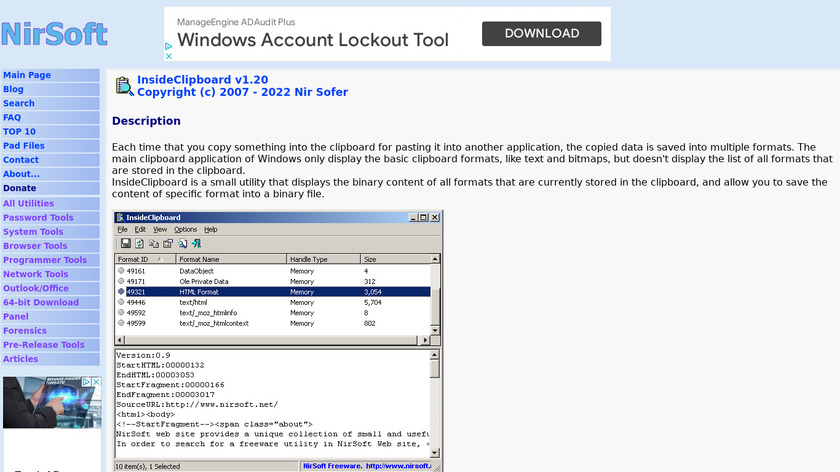 InsideClipboard Landing Page