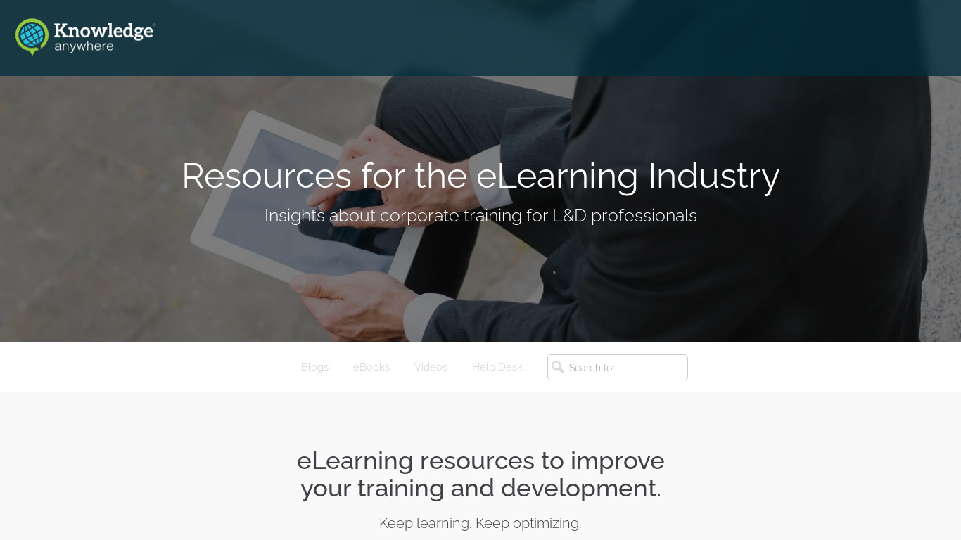 Knowledge Anywhere LMS Landing page