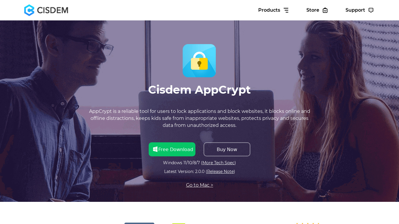 Cisdem AppCrypt Landing page