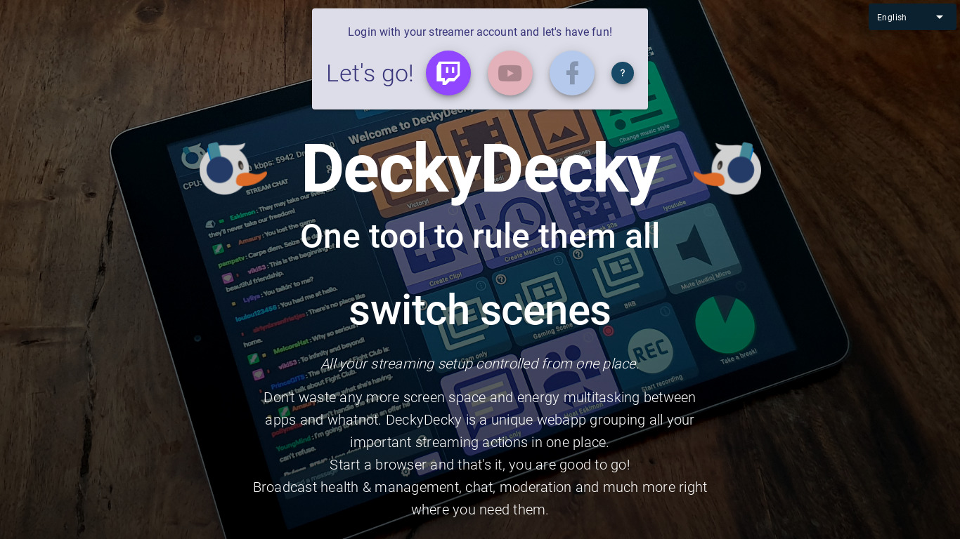 DeckyDecky Landing page