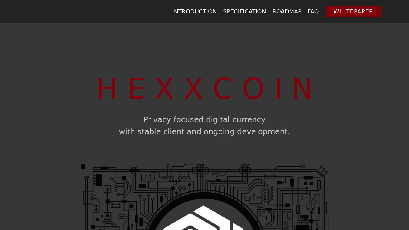 Hexxcoin Landing page