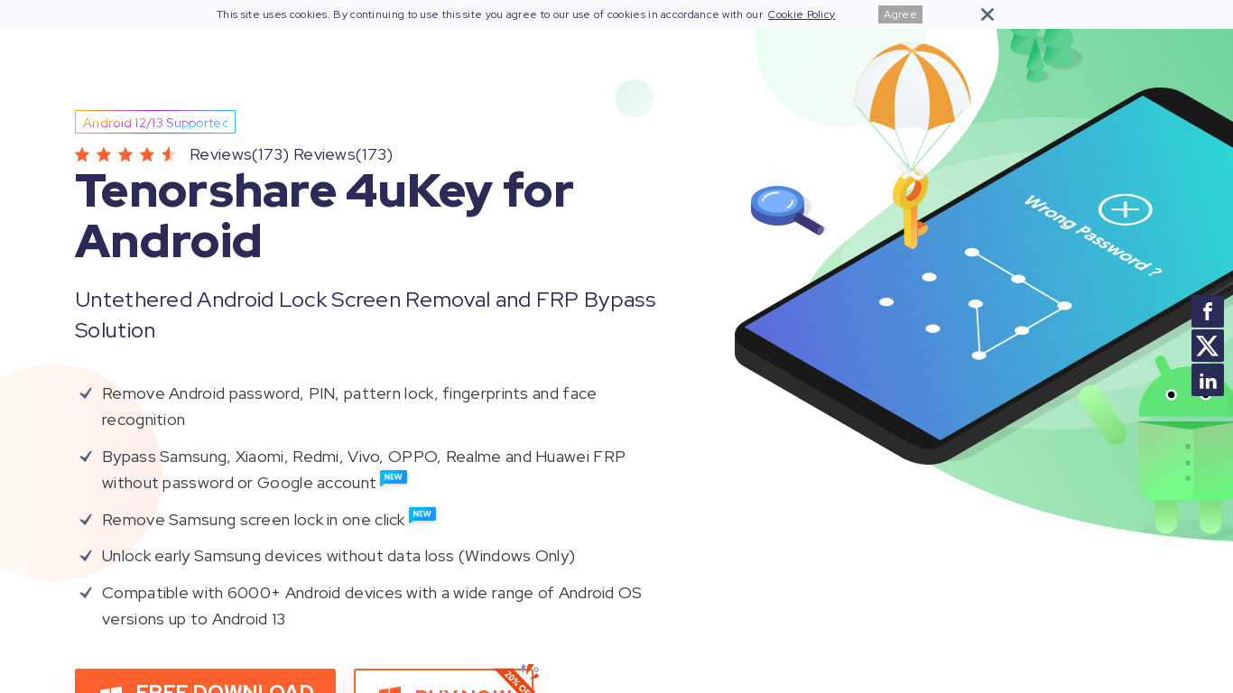 Tenorshare 4uKey for Android Landing page