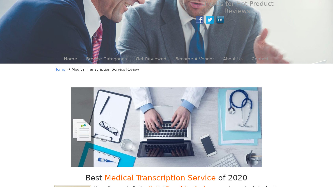 Athreon Medical Transcription Services Landing page