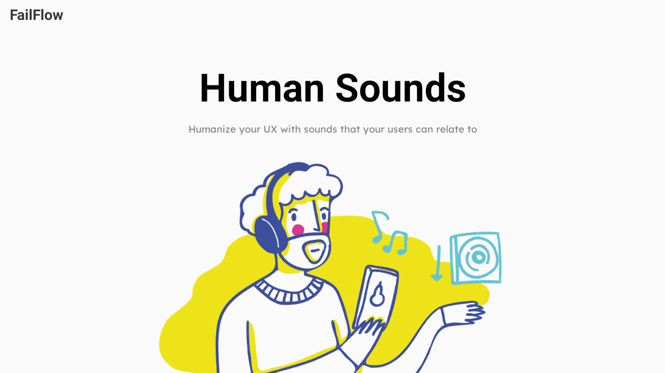 Human UX Sounds Landing page