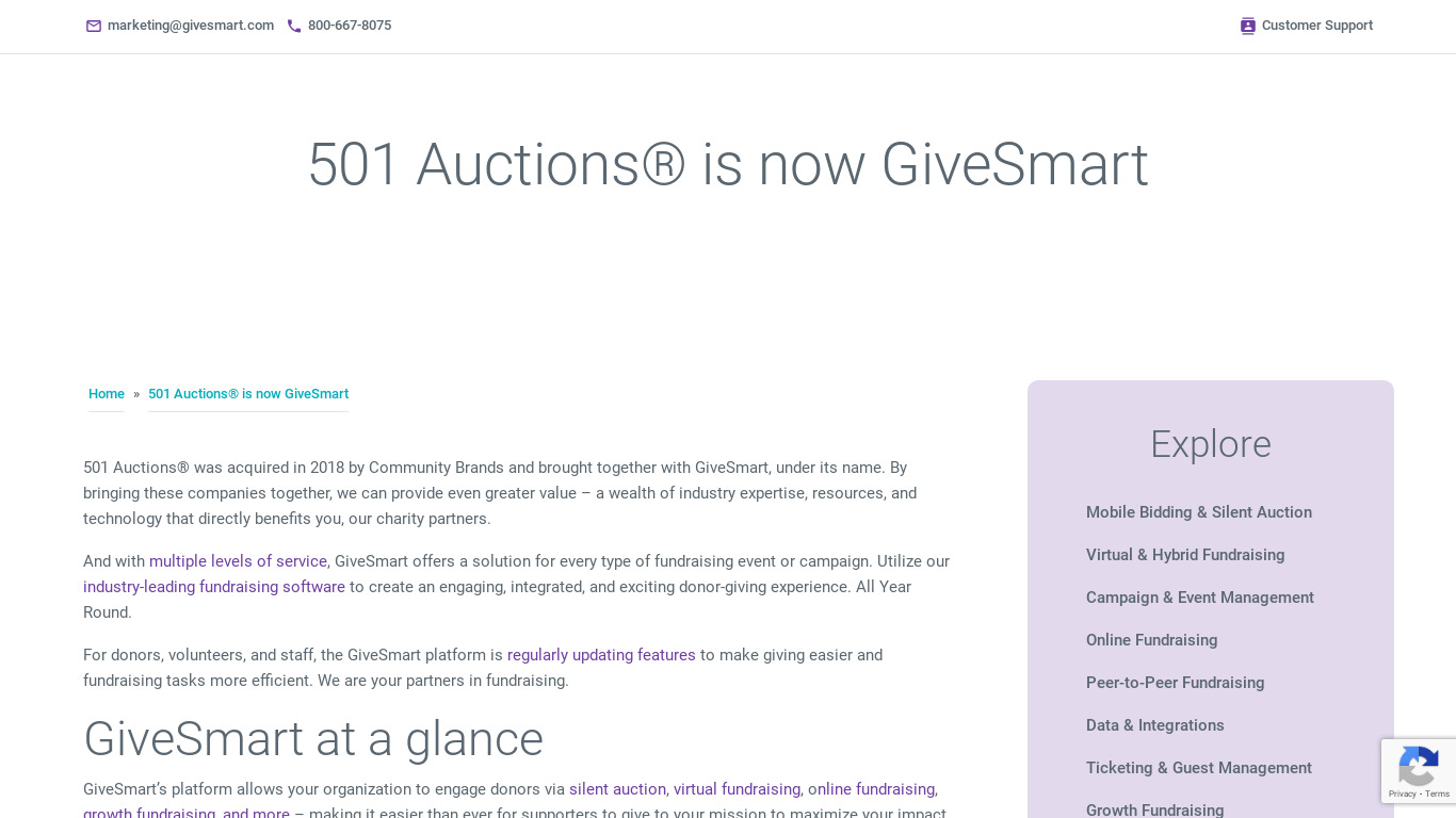 501 Auctions Landing page