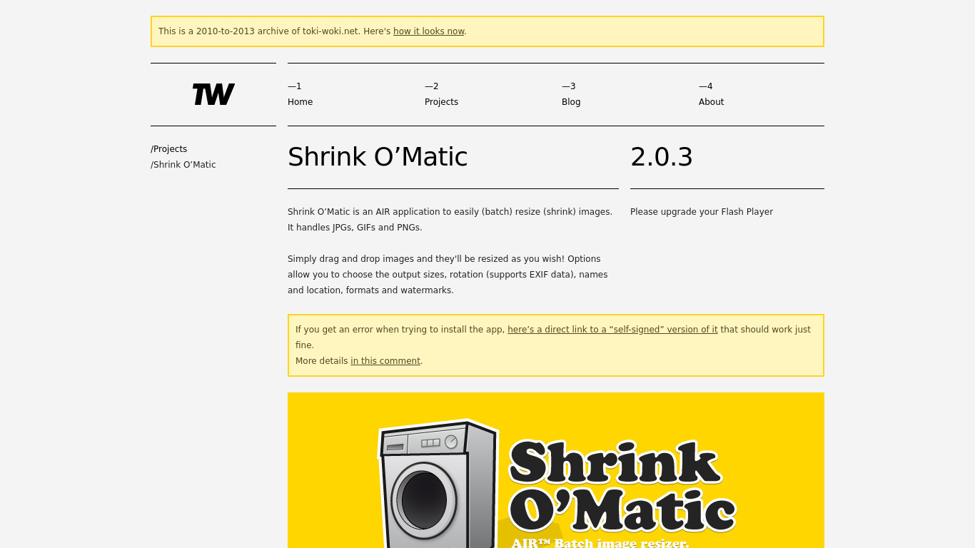 Shrink O'Matic Landing page