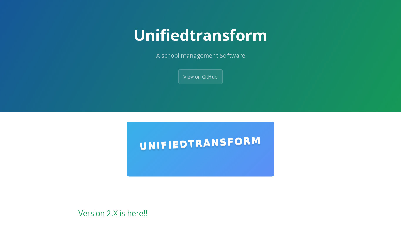 Unifiedtransform Landing page