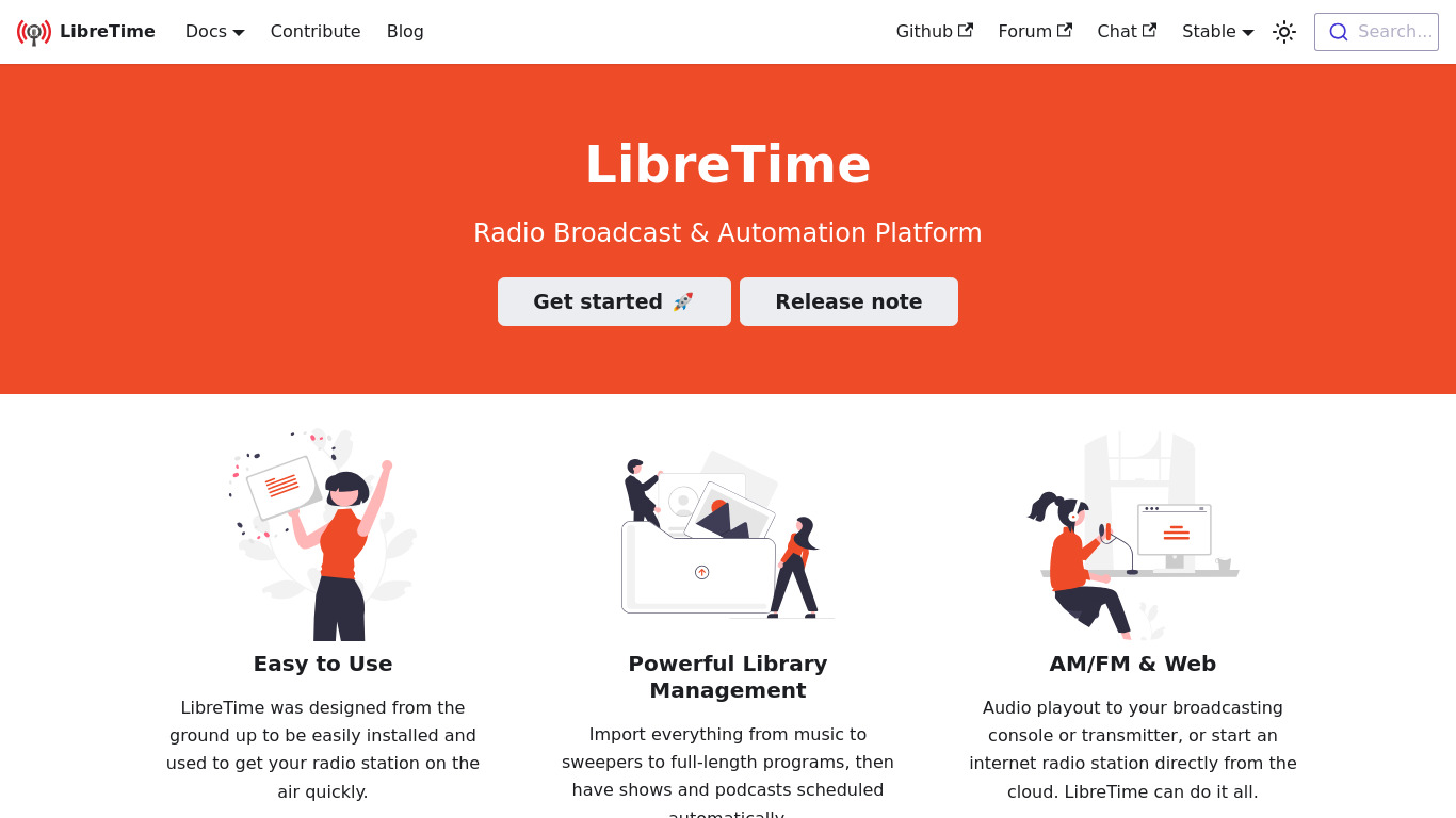 LibreTime Landing page