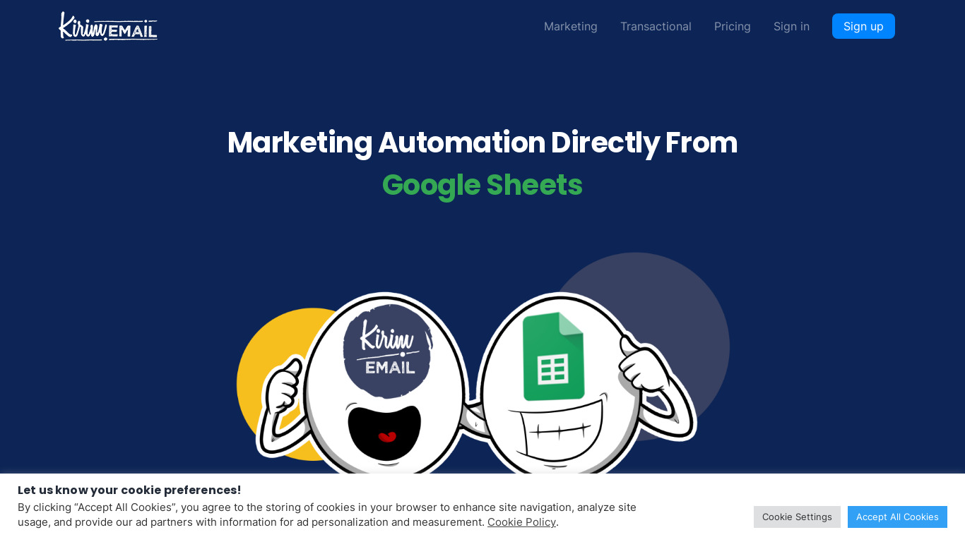 Google Sheets Email Marketing Landing page