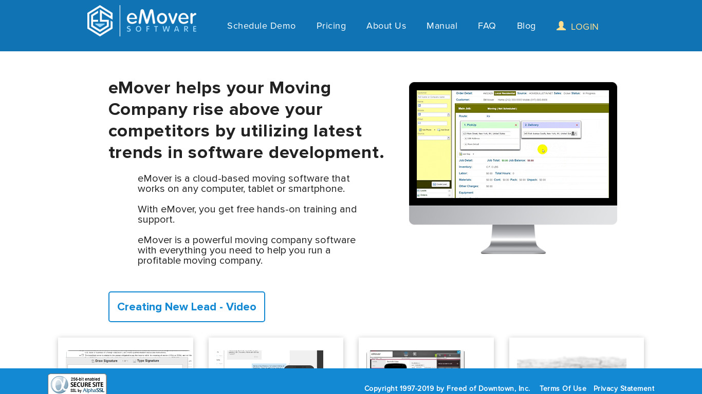 eMover System Landing page