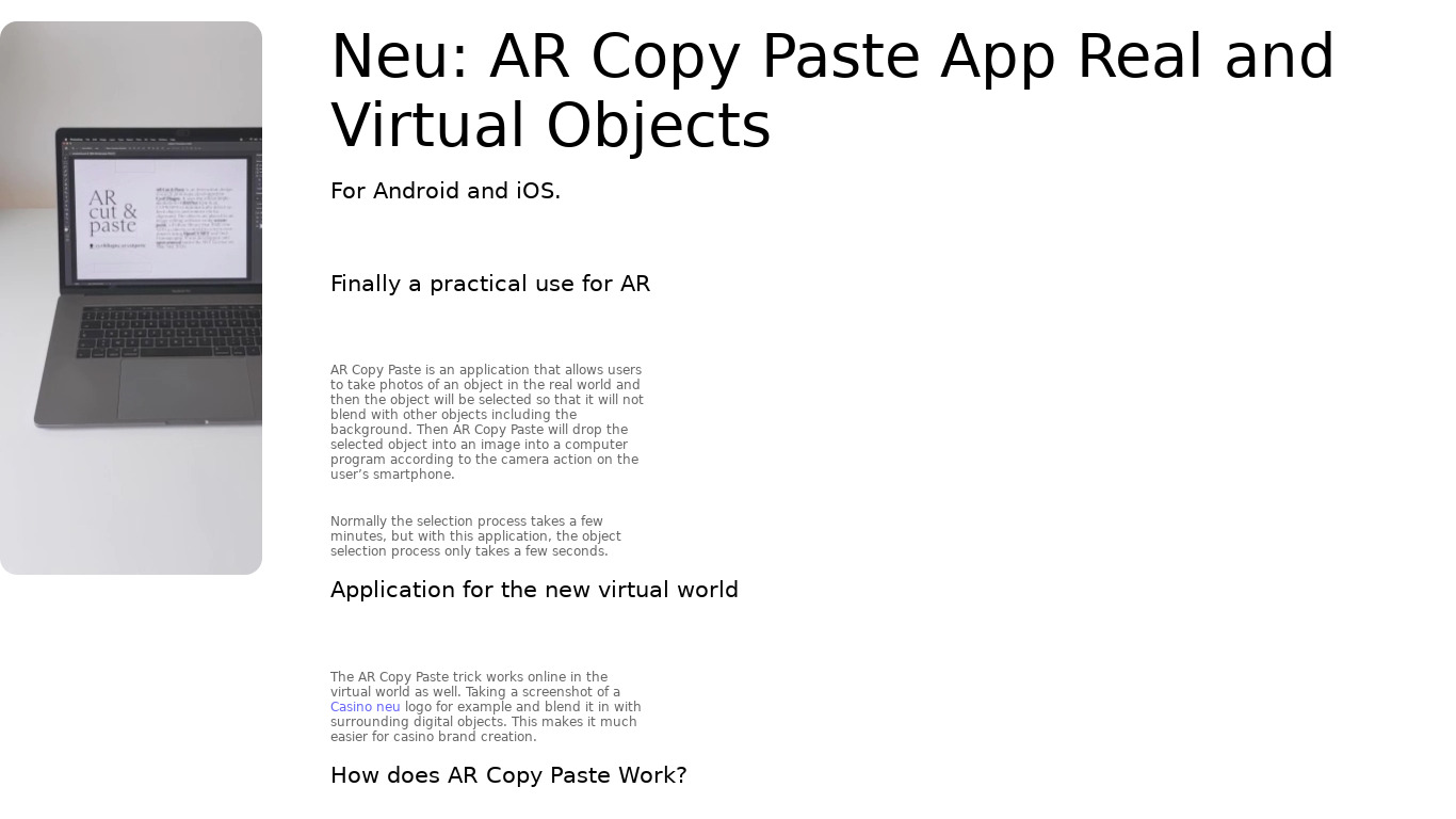 AR Copy Paste Landing page