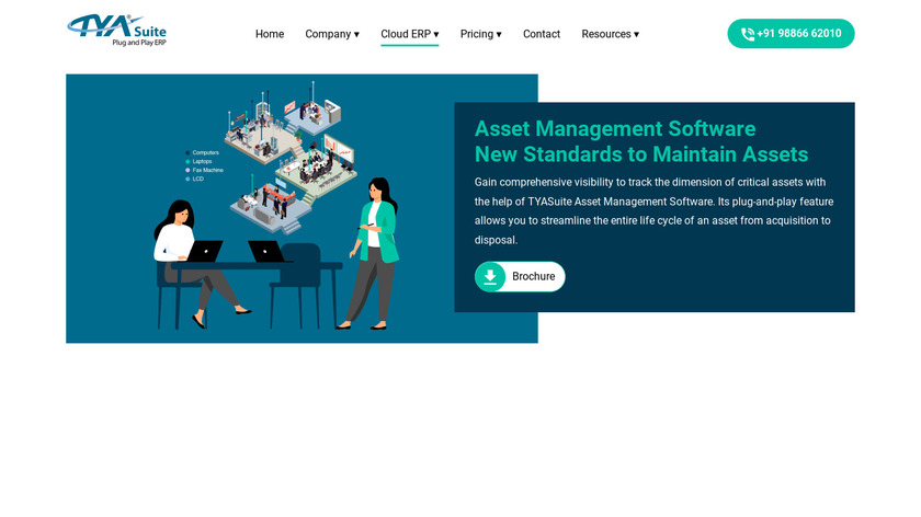 TYA Suite Asset Management Software Landing Page