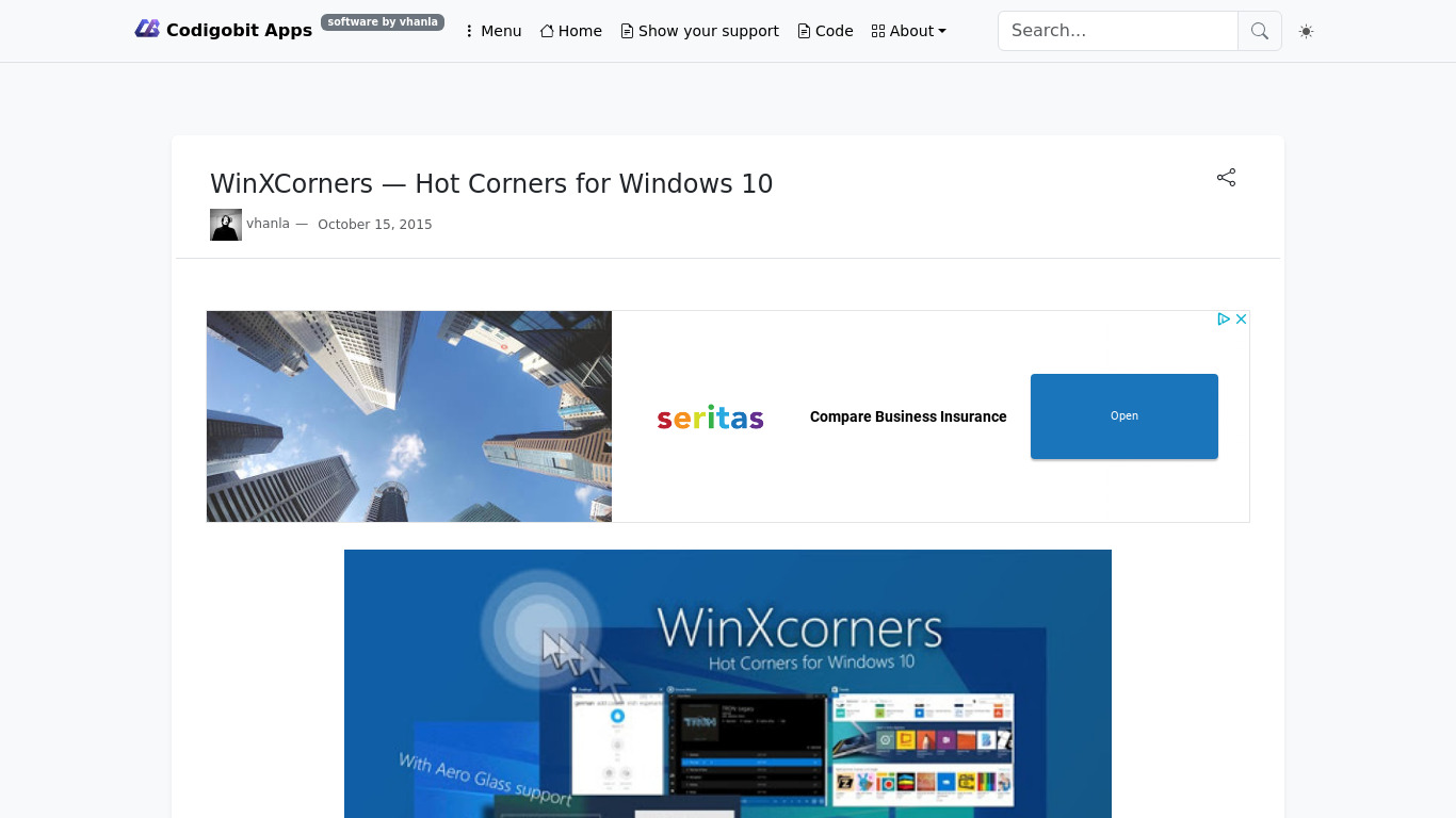 WinXCorners Landing page