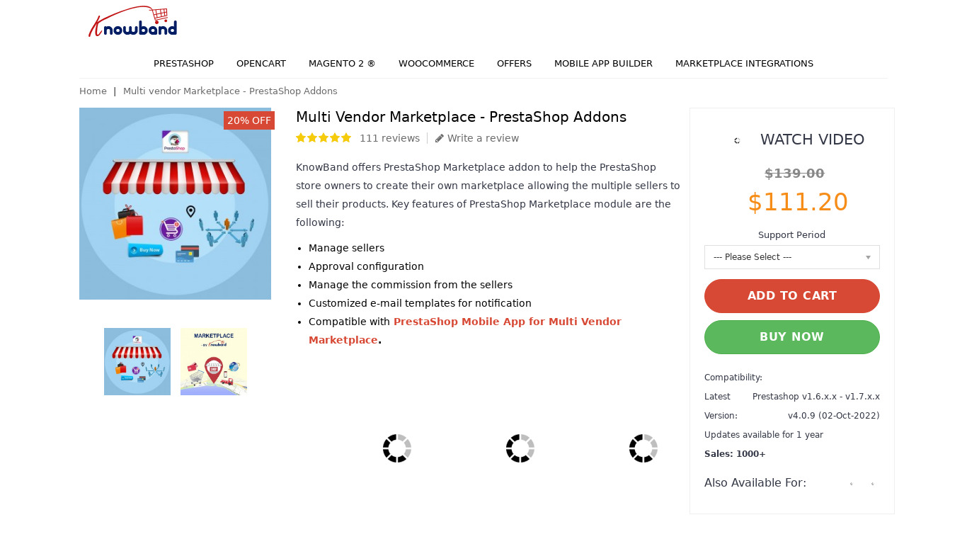 Prestashop Multivendor Marketplace Addon Landing page