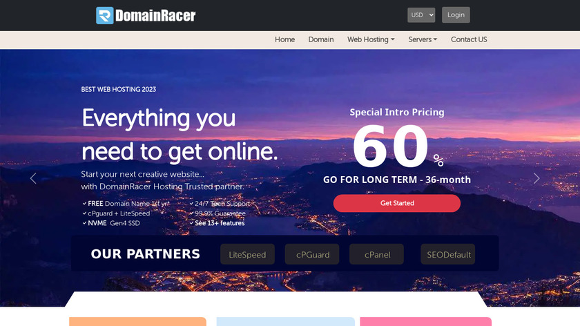 DomainRacer Landing Page