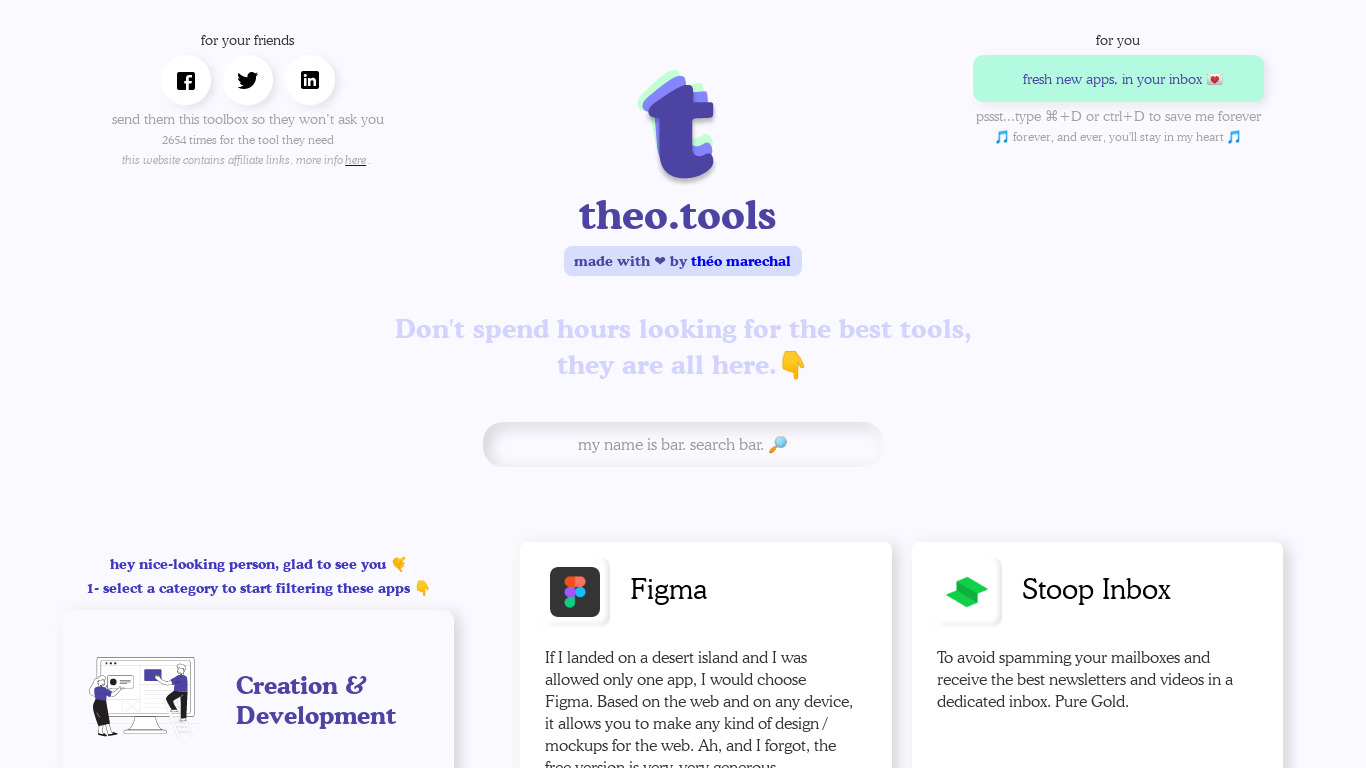theo.tools Landing page