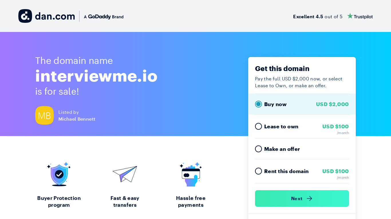 Interviewme.io Landing page