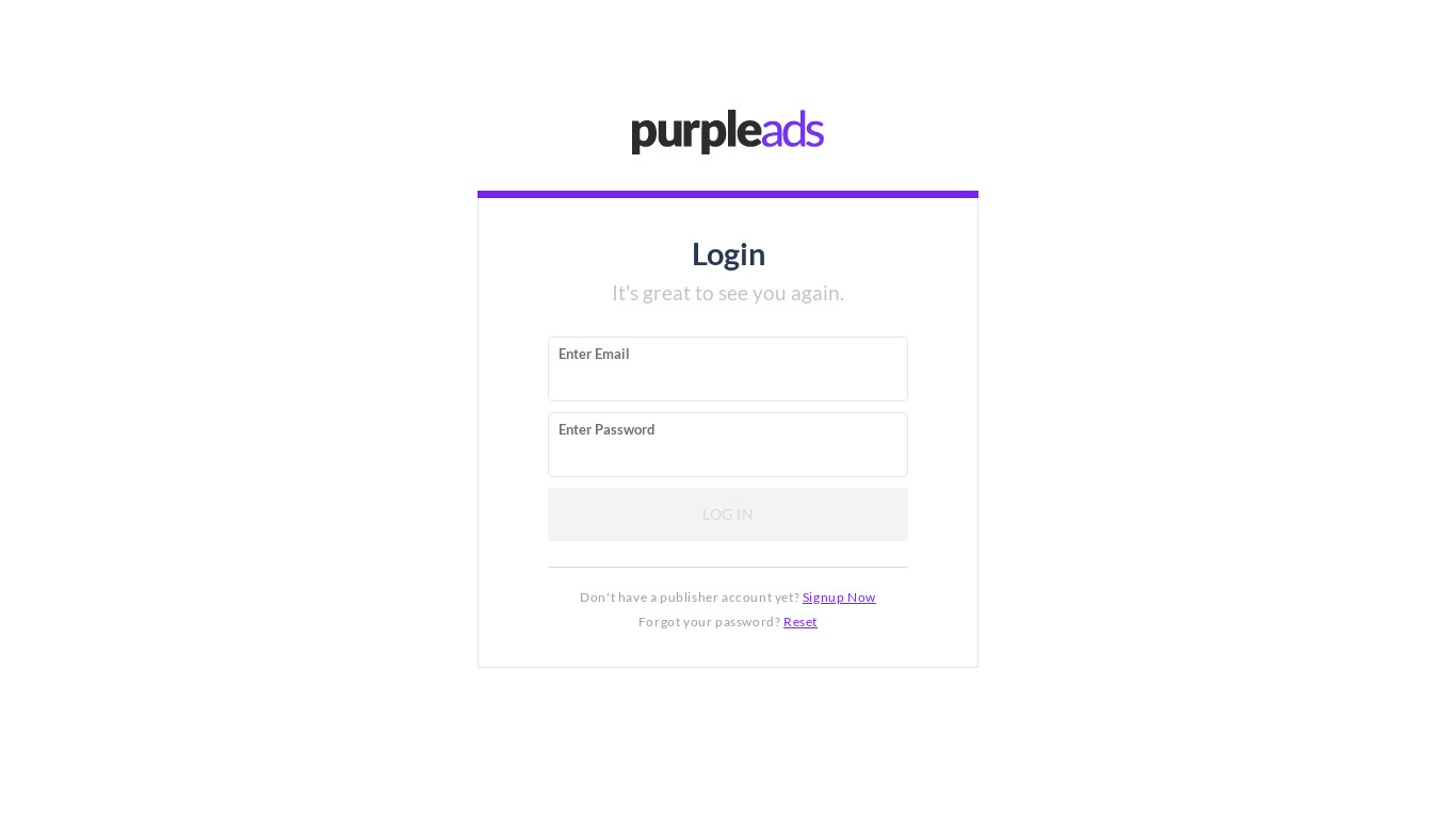 PurpleAds Landing page