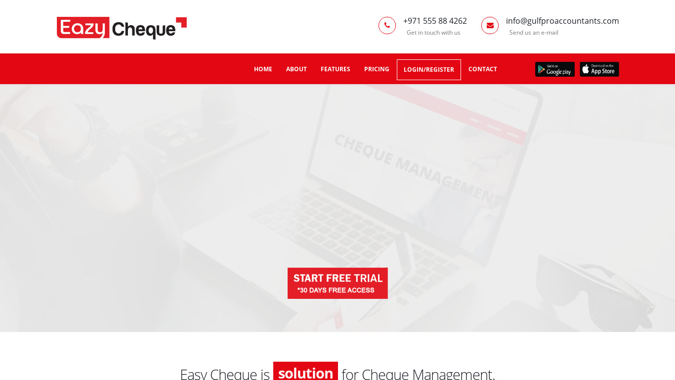 Eazycheque Landing page
